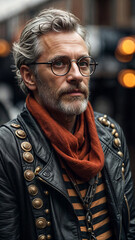 Obraz premium A painting of a Silver Lining, Timeless Tailoring, Wisdom's Portrait, Distinguished Grace, Executive Elegance. 