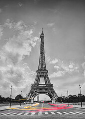 Eiffel Tower in Paris at sunrise. Retro poster.