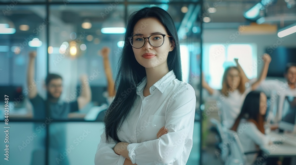 Wall mural confident businesswoman in office