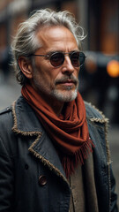 Obraz premium A painting of a Silver Lining, Timeless Tailoring, Wisdom's Portrait, Distinguished Grace, Executive Elegance. 