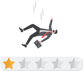 bad feedback or poor employee performance, lethargic businessman or employees because they get a one-star rating concept vector illustration
