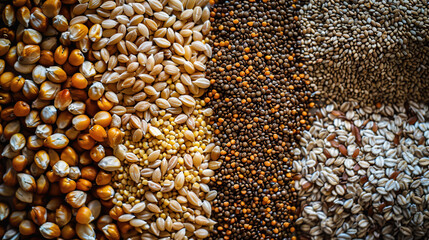 Top view of whole grains
