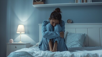 The woman in blue pajamas