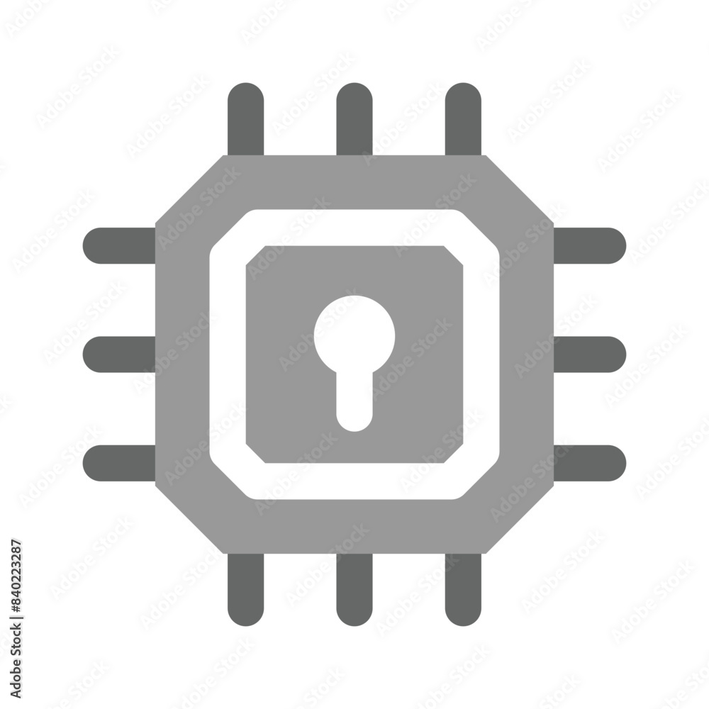 Wall mural keyhole on processor, concept icon of secure processor