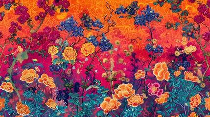 Retro antique flower pattern texture illustration poster background