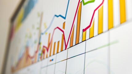 Strategic Financial Planning: Colorful Growth Chart on Whiteboard