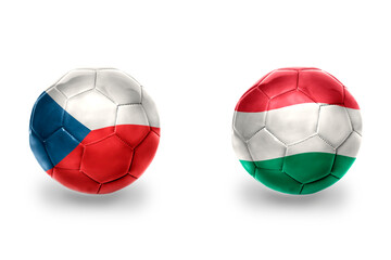 Fototapeta premium football balls with national flags of czech republic and hungary ,soccer teams. on the white background.