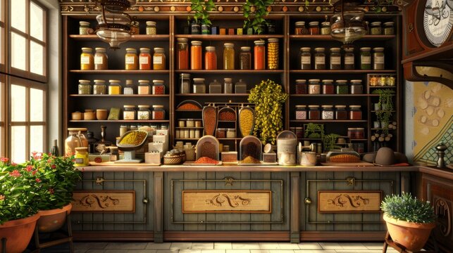 Sensory Delights Aromatic Spice Merchant's Haven with Exotic Flavors and Business Card Mockups