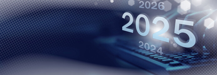  Business New Year Christmas 2025 holiday background concept. Banner.
