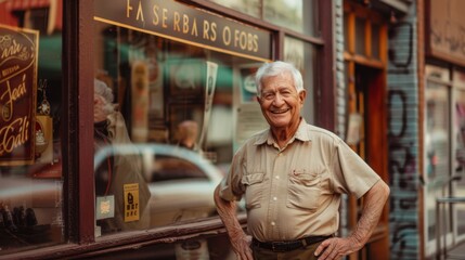 Obraz premium The senior shop owner