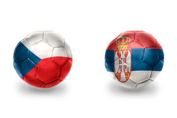 Obraz premium football balls with national flags of czech republic and serbia ,soccer teams. on the white background.