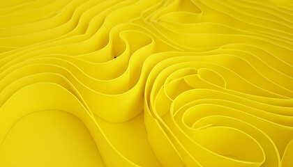 Abstract folded paper effect. Bright colorful yellow background. Maze made of paper 3d rending