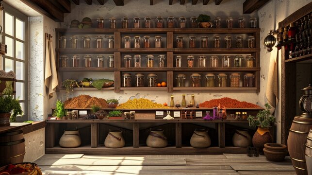 Sensory Delights Aromatic Spice Merchant's Haven with Exotic Flavors and Business Card Mockups - Powered by Adobe