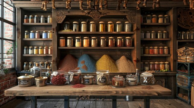 Sensory Delights Aromatic Spice Merchant's Haven with Exotic Flavors and Business Card Mockups