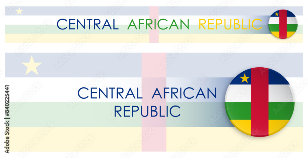 Wall mural central african republic flag horizontal web banner in modern neomorphism style. webpage car country