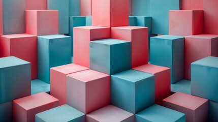 Naklejka premium Abstract background of cube blocks wall stacking design for cubic wallpaper background 3d