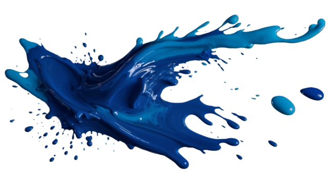 Macchia di vernice blu su sfondo trasparente