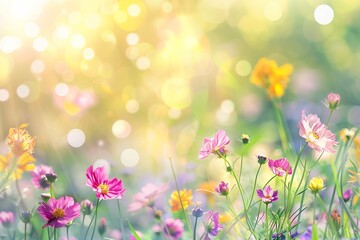 A field of colorful wildflowers basking in the warm summer sun