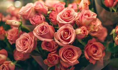 Obraz premium a close-up of a bouquet of roses, Generative AI