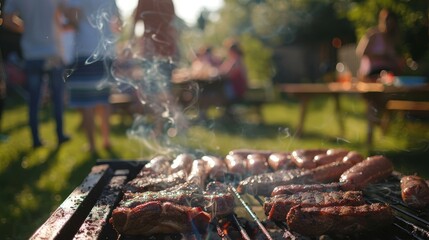 Backyard BBQ on a sunny day with friends