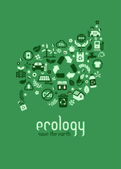 Postcard-sized vector illustration with ecology motif