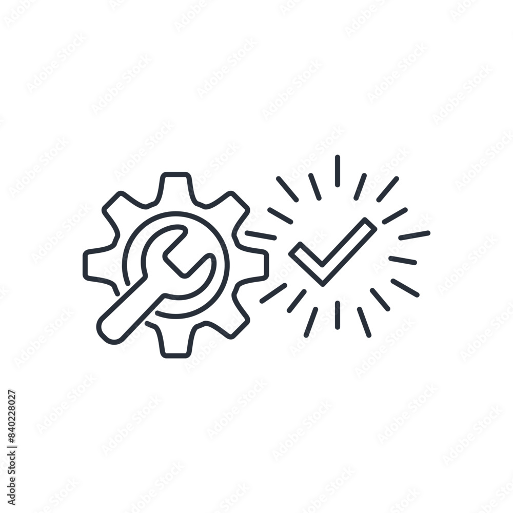 Poster warranty support process. continuous improvement. vector linear icon isolated on white background.