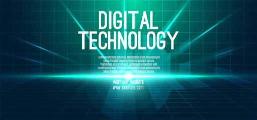 Digital technology speed connect blue green background, cyber nano information, abstract communication, innovation future tech data, internet network connection, Ai big data, line dot illustration 3d