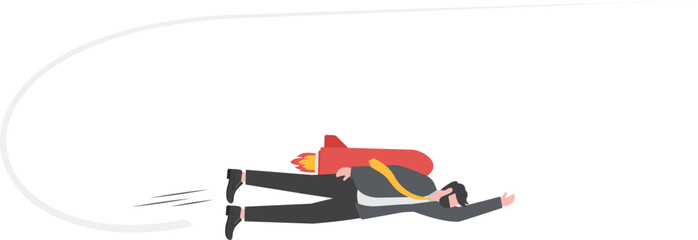 Fototapeta premium change business direction with businessman riding a rocket changing direction to the right target, change management goals or business strategy to achieve business success