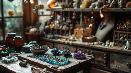 Sparkling Gemstones Crafting Creativity in a Handcrafted Jewelry Boutique