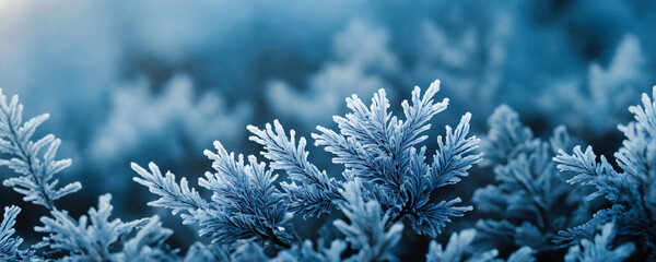 Frost covered branches on a winter morning