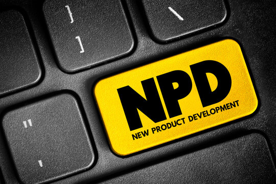 NPD New Product Development - complete process of bringing a new product to market, acronym concept button on keyboard