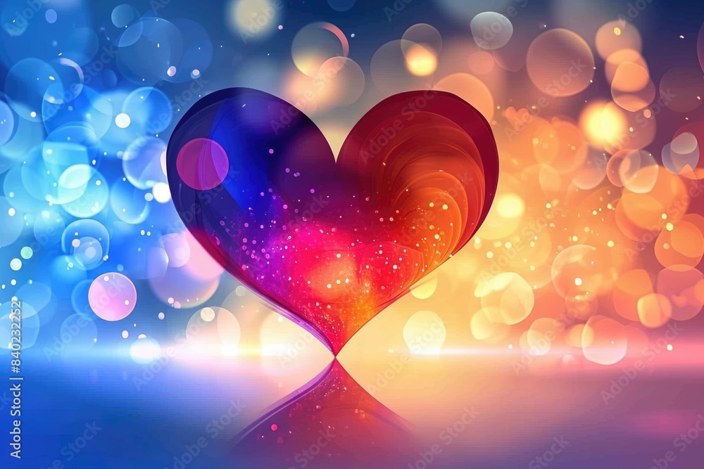 Poster a heart-shaped object on a colorful background