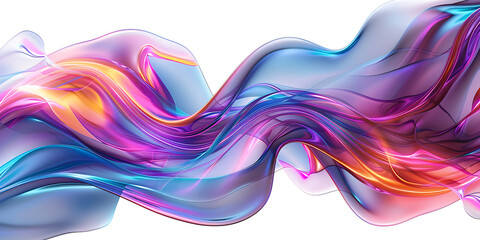 Fototapeta premium 3d rendering multicolored flowing abstract iridescent wave shape PNG