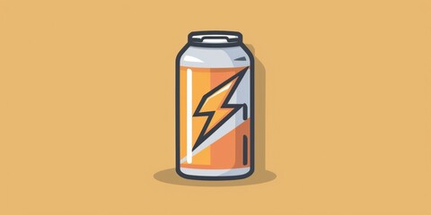 A can of energy drink sits on a bright yellow background, ready for use