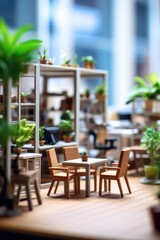 A small table and chairs set on a wooden surface, ideal for dollhouse or diorama scenes