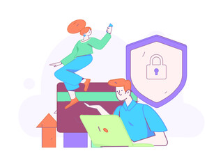 Marketing planning business characters flat vector concept operation hand drawn illustration
