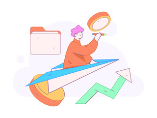 Marketing planning business characters flat vector concept operation hand drawn illustration
