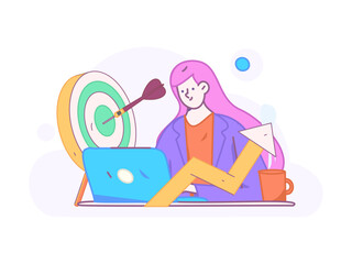 Marketing planning business characters flat vector concept operation hand drawn illustration
