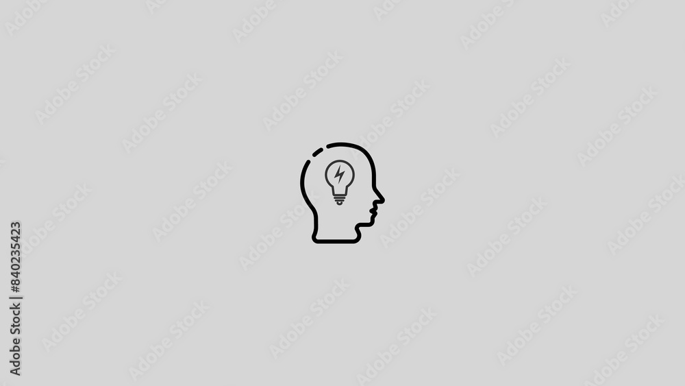 Poster head lightning icon. simple line, outline vector elements of brain process icons for ui and ux, webs