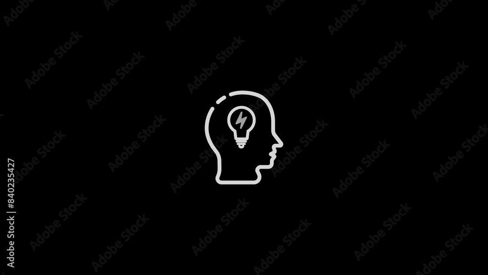 Poster head lightning icon. simple line, outline vector elements of brain process icons for ui and ux, webs