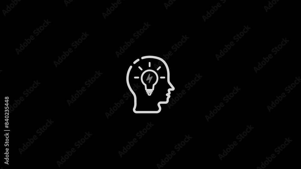 Poster head lightning icon. simple line, outline vector elements of brain process icons for ui and ux, webs