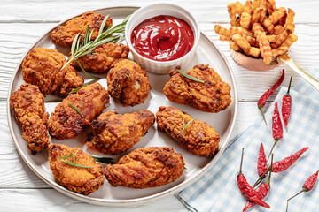 american style fried chicken wings on a plate