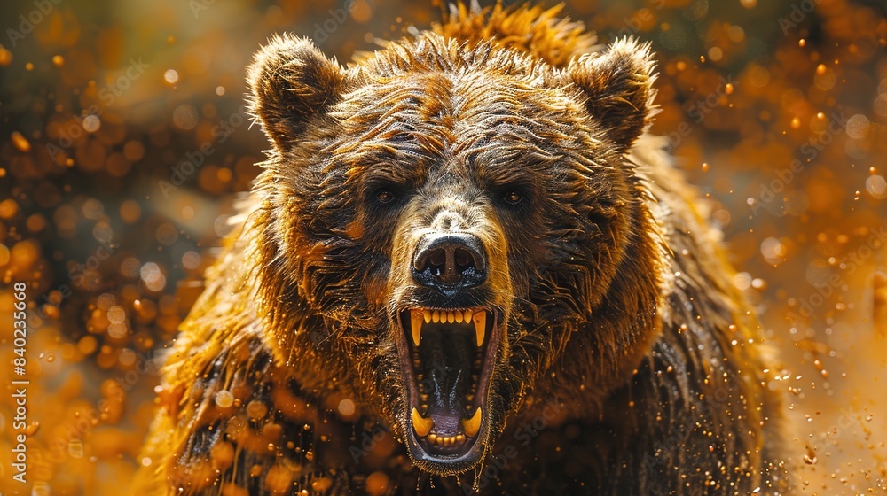 Sticker brown bear in zoo