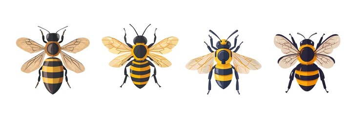Collection wasp isolated on transparent background. Generated AI