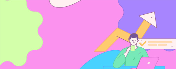 Marketing planning business characters flat vector concept operation hand drawn illustration
