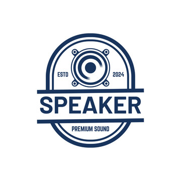 speaker sound system logo design with creative concept premium vector