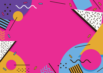 Aesthetic background with a 1990s theme featuring blue, pink, purple, lime green, and yellow colors