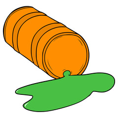chemical drum spill illustration hand drawn isolated vector	