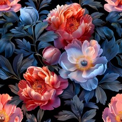 Floral seamless pattern with flowers. Design for wrappers, wallpapers, postcards, greeting cards, wedding invitations
