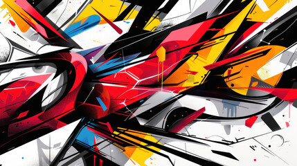 Graffiti style abstract background colorful design on white grey background with linies as wallpaper illustration, Graffiti on wall